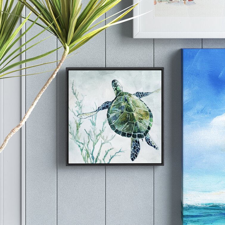 Seaglass Turtle II Framed by Carol Robinson Painting